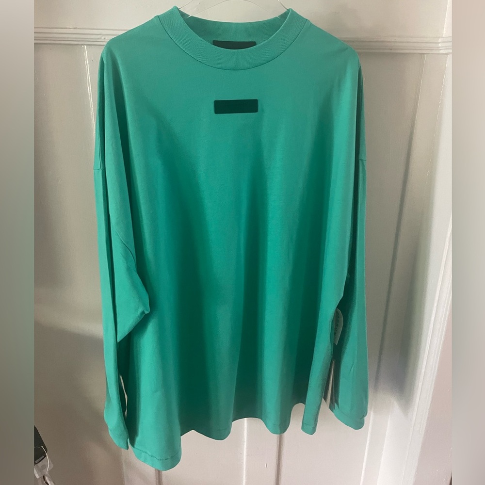 NWT Fear of God Essentials Aqua LS tee XL